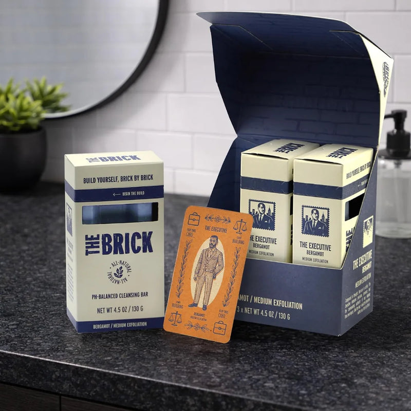 The Brick pH Balanced Bar Soap for Men 3 Pack – Executive, Bergamot Scent