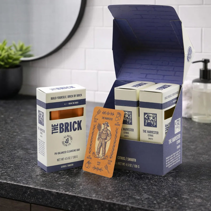 The Brick pH Balanced Bar Soap for Men 3 Pack – Harvester, Citrus Scent