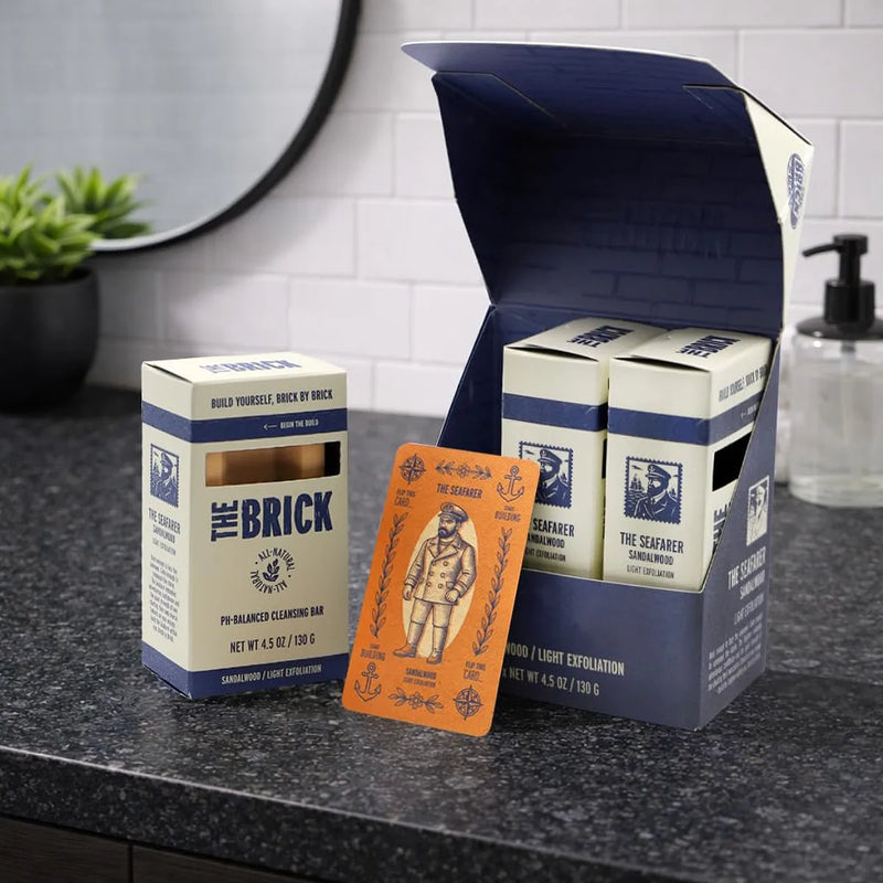 The Brick pH Balanced Bar Soap for Men 3 Pack – Seafarer, Sandalwood Scent