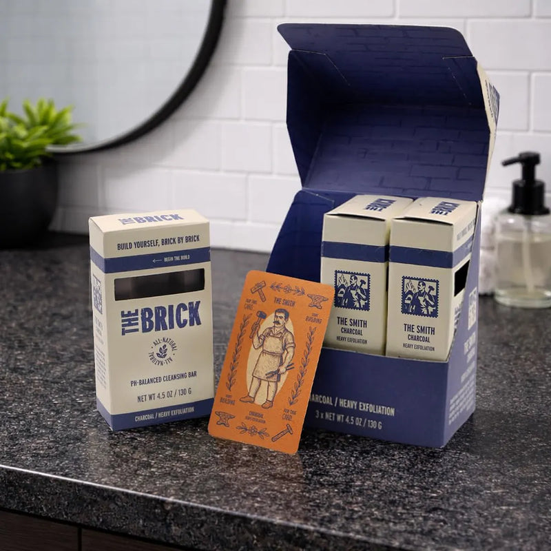 The Brick pH Balanced Bar Soap for Men 3 Pack – Smith, Charcoal Scent