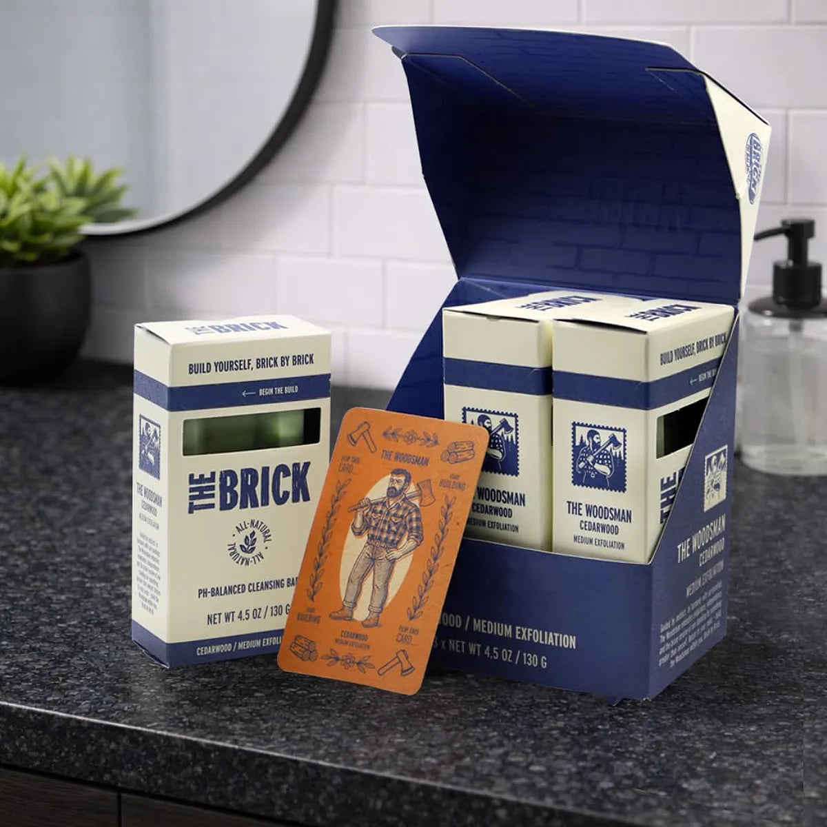 The Brick pH Balanced Bar Soap for Men 3 Pack – Woodsman, Cedarwood Scent